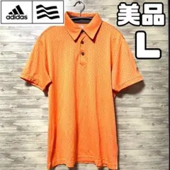 美品 アディダスゴルフ ポロシャツ Lサイズ L/G 半袖 ドット オレンジ