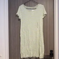 □新品□未使用□タグ付□グリーンストライプ 半袖ミニワンピース M□ユニクロ