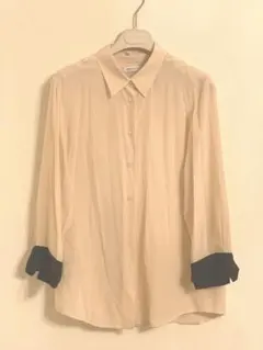 クリーム色 シフォン 長袖シャツ　44 シーバイクロエ　シルク