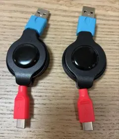 [2個セット] 充電巻取りUSBケーブル 1.2m