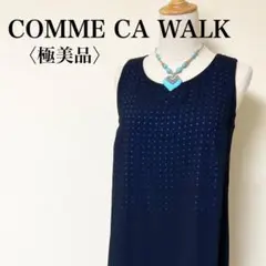 【極美品】コムサウォーク　切り替えパンチングデザインノースリーブシアーワンピースのサムネイル