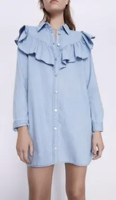 新品☆ZARA ザラ デニムワンピース S blue