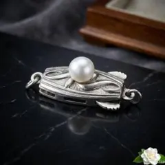 SILVER刻印パールネックレス用 クラスプ 留め具 真珠 約4mmヴィンテージ