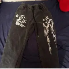 ブラック炎グラフィックパンツ