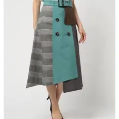 【早い者勝ち】 REDYAZEL異素材トレンチロングスカート緑Mサイズ