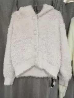 ジェラートピケ　うさ耳フード　カーディガン