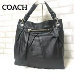 【✨美品✨】Coach ブラックオールレザー ショルダーバッグトートバッグコーチ