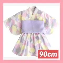 浴衣 ワンピース 子供用 可愛い ゆかた 浴衣ドレス 2点セット 90cm