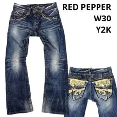 RED PEPPER ブーツカットデニム Y2K 派手刺繍 w30