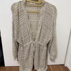 dear.ful レース編みカーディガン ベージュ　すかし編み