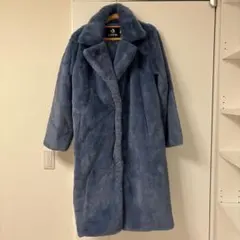 新品　レディース　ファーコート ロングコート　ブルー　XL オーバーサイズ