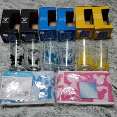 【未使用品】 ディズニー グラス 6つ おまけロングタオル2枚