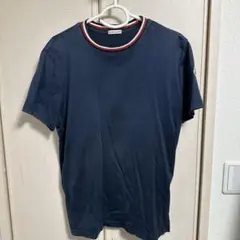 ◎モンクレール MONCLER ネイビー Tシャツ リブ付き クルーネック