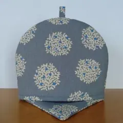 ティーコゼー＆ティーポットマット《ハンドメイド》北欧風サークルリーフ(BLGY)