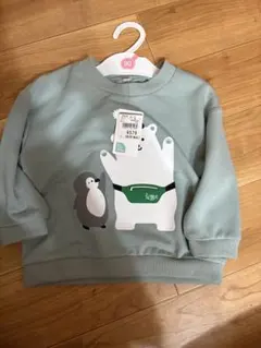 【新品】90 ペンギン シロクマ トレーナー くすみグリーン かわいい