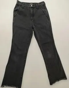 ブラックデニム ストレートパンツ S