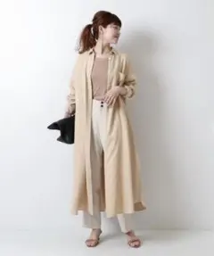 春物★美品★スピック&スパン シャツワンピース 定価23,100円 ベージュ