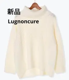 新品 春トップス 変形柄編オフタートルニット ルーズシルエットプルオーバー 白色