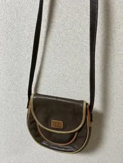 LANCEL ランセル　ダークブラウン レザー ショルダーバッグ