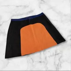 ザラウーマン　ミニスカート　Sサイズ　オレンジ　ブラック　羊毛