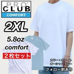 新品未使用 プロクラブ コンフォート 無地 半袖Tシャツ 白/水色2枚 2XL