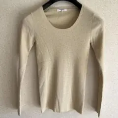 NATURAL BEAUTY BASIC ラメリブニット M ベージュ