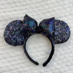 ディズニー　カチューシャ　スパンコール　紫　ネイビー　レインボー