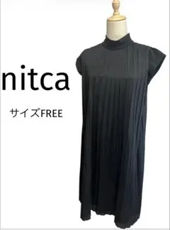 【nitcaニトカ】プリーツ ミニワンピース／チュニック ブラック FREEのサムネイル