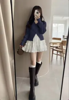 Vネックリブニットカーディガン[an1682]