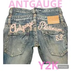 【レア/Y2K】アントゲージ ダブルウエスト 刺繍 デニムパンツ L ギミックのサムネイル