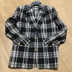 CELINE ブラックとホワイトのチェック柄テーラードジャケット春夏のサムネイル