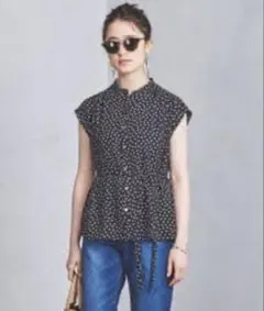 【UNITED ARROWS】 ドット　ブラウス　ブラックのサムネイル