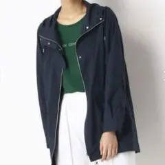 新品COMME CA Aラインパーカ風コート ネイビー　17号　定価42900円