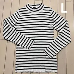 グローバルワーク ハイネックニット L リブ 長袖 ボーダー