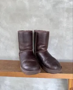 UGG ムートン　ブーツ　24㎝　ブラウン　レザー　クラシック　ショート