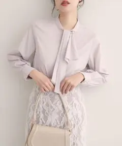 ナチュラルクチュール　ラッフルタイブラウス ボウタイ　新品　未使用