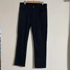 TOPVALU Lスラックス黒 スリムフィットパンツ フロントボタン