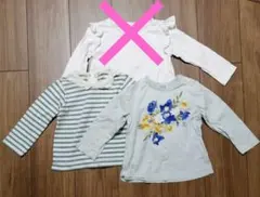 長袖Tシャツ 2枚　90cm 花柄　ボーダー
