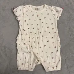 プティマイン　チェリー柄アイボリーロンパース