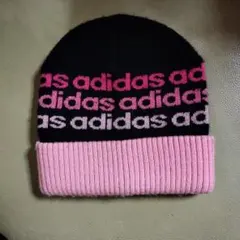 adidas ニット帽 黒/ピンク