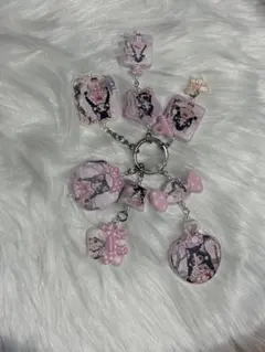 スカルパンダ じゃらじゃらじゃらキーホルダー ピンク