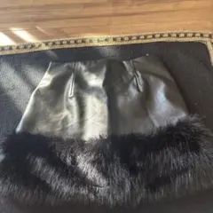 レザー ファー ミニスカート 黒