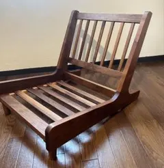 美品□起立木工□ノルディ□チーク無垢□2人掛けソファ□合皮レザー