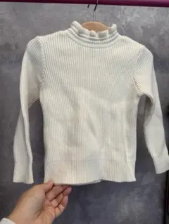 ホワイトリブ編みセーター 90cm
