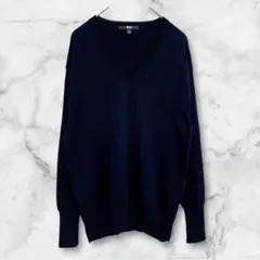 【美品】 ユニクロ エクストラファインメリノリラックスフィットVネックセーター