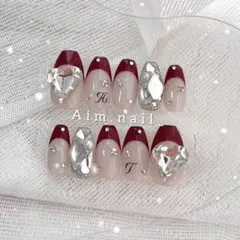 ネイルチップ オーダー ワンホン 韓国 量産型 フレンチガーリー 地雷系 ハート