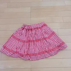 タルティーヌエショコラ　赤と白のチェック柄スカート 130