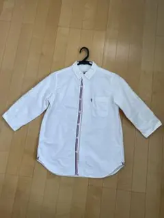 AIGLE /エーグル　七分袖ボタンダウンシャツXS 白トリコロールテープ