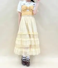 axes femme POETIQUE リボンデザインチュールワンピース