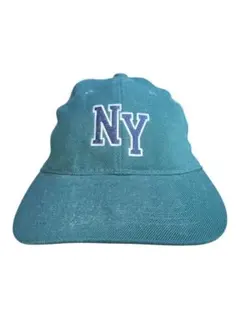 NYロゴ刺繍 ベースボールキャップ 青緑色